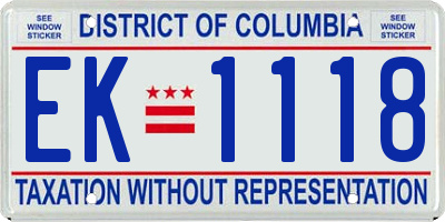 DC license plate EK1118