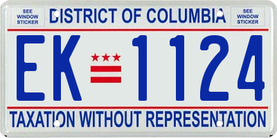 DC license plate EK1124