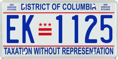 DC license plate EK1125