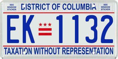 DC license plate EK1132