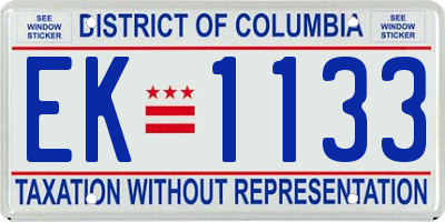 DC license plate EK1133