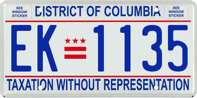 DC license plate EK1135