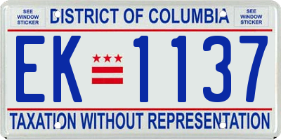 DC license plate EK1137