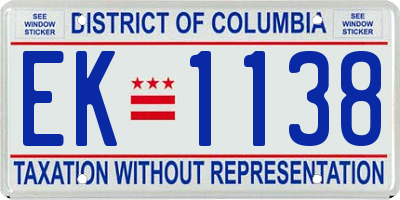 DC license plate EK1138