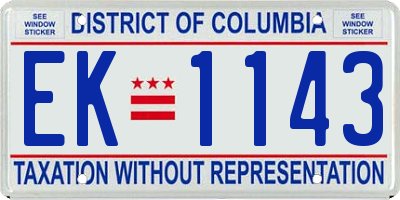 DC license plate EK1143