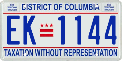 DC license plate EK1144