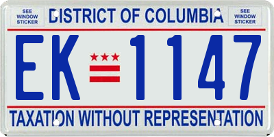 DC license plate EK1147