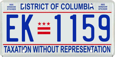 DC license plate EK1159