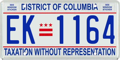 DC license plate EK1164