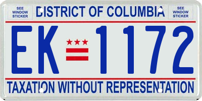 DC license plate EK1172