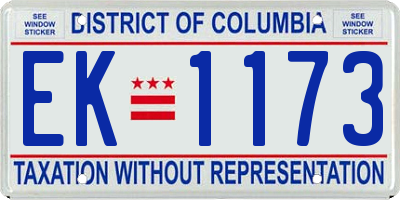 DC license plate EK1173