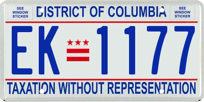 DC license plate EK1177