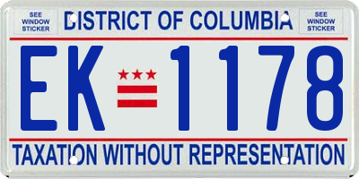 DC license plate EK1178