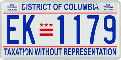 DC license plate EK1179