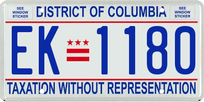 DC license plate EK1180