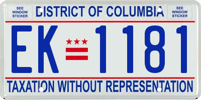 DC license plate EK1181