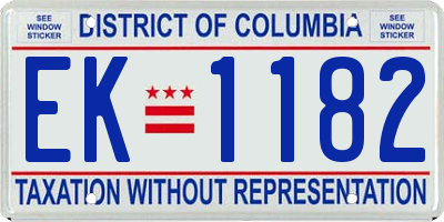 DC license plate EK1182