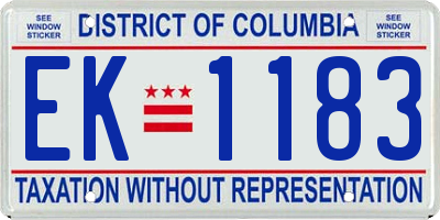 DC license plate EK1183