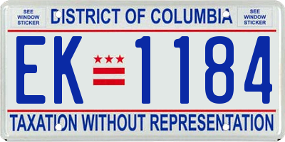 DC license plate EK1184