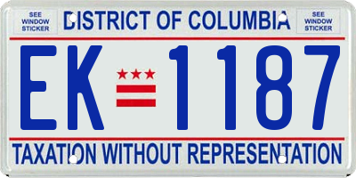 DC license plate EK1187