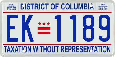 DC license plate EK1189