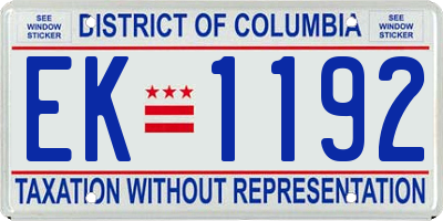 DC license plate EK1192