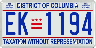 DC license plate EK1194