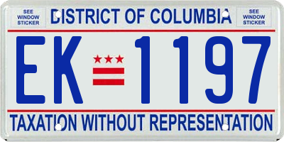 DC license plate EK1197