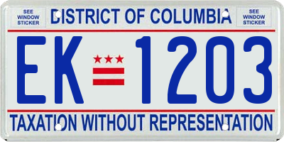 DC license plate EK1203