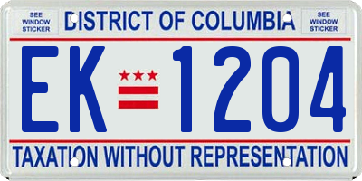 DC license plate EK1204