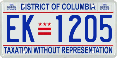 DC license plate EK1205