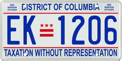 DC license plate EK1206