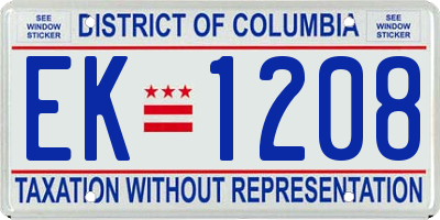 DC license plate EK1208