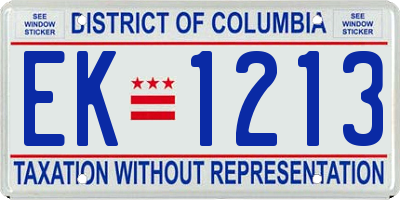 DC license plate EK1213