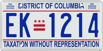 DC license plate EK1214