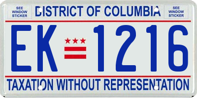 DC license plate EK1216