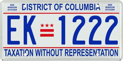 DC license plate EK1222