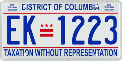 DC license plate EK1223