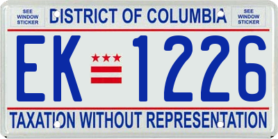 DC license plate EK1226
