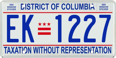 DC license plate EK1227
