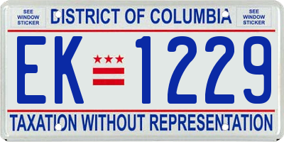 DC license plate EK1229