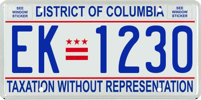 DC license plate EK1230