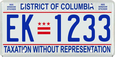 DC license plate EK1233