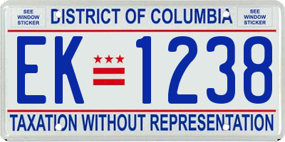 DC license plate EK1238