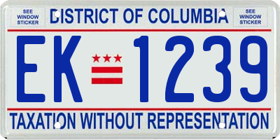 DC license plate EK1239