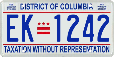 DC license plate EK1242