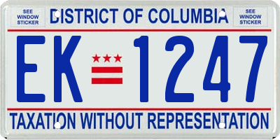 DC license plate EK1247