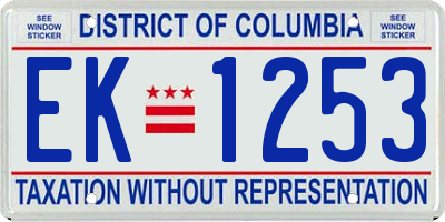 DC license plate EK1253