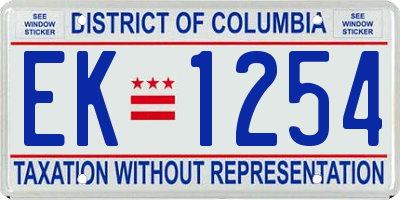 DC license plate EK1254