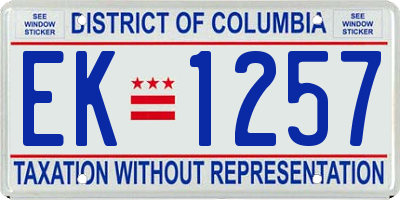 DC license plate EK1257